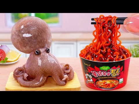Best Of Seafood 💓️ How To Make Korean Octopus with Black Bean Noodles 💓️ Tina Mini Cooking