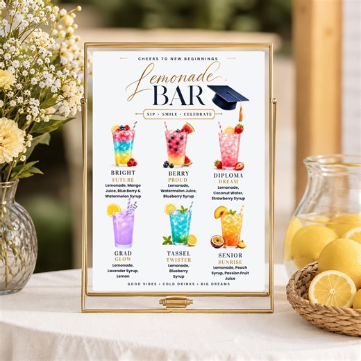 Lemonade Bar Sign, Wedding Drink Menu, Signature Drinks Bar Decor, Shirley Temple Bar, Soda Bar Sign, Graduation Mocktail Menu - Etsy
