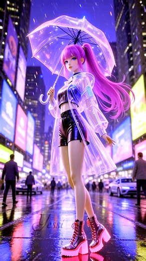 Solutions of Mine on Instagram: "This AI Girl Just Broke the Aesthetic Scale 😍💜 Step into the future with this AI-generated cute girl walking animation! Neon lights, rain reflections, smooth movement, and a stunning cyber-aesthetic character—this reel is crafted to give you aesthetic chills. ✨💜 If you love AI art, 3D girls, aesthetic edits, neon vibes, or walking animations, this one is for you! 🔥 More AI animations coming soon—follow for daily aesthetic magic. #AIGirl #AIAnimation #AIReels 
