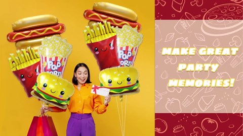 8 Pcs Food Themed Balloons Hot Dog Hamburger French Fries Popcorn Picnic Foil Balloons for BBQ Party Decorations Picnic Cookout Snacks Birthday Party Decorations Supplies