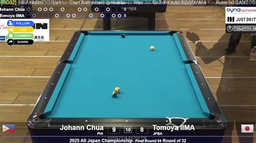 87K views · 621 reactions | Top 16 Battle  58 All Japan Championship 2025 // Johann Chua  V'S Tomoya Iima #highlights #billiard #pool #10ball #2025alljapanchampionship | BOSS TUBO | Facebook
