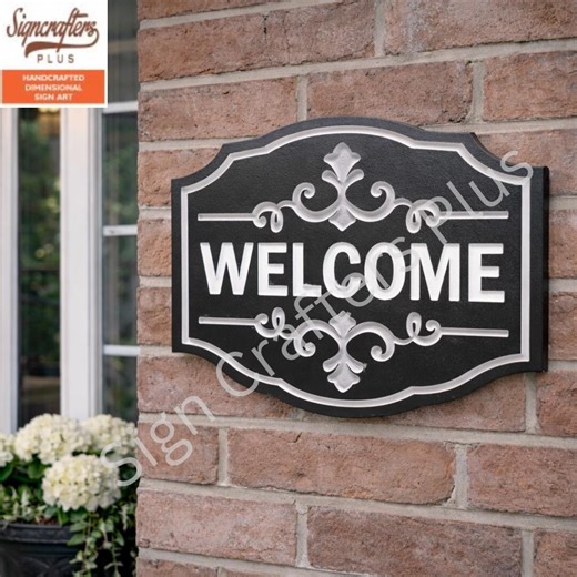 Custom Address Sign - Fancy Welcome - Sign Shape U - 14L X 11h - Etsy