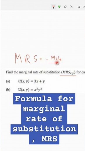 Formula for marginal rate of substitution, MRS #econformulas