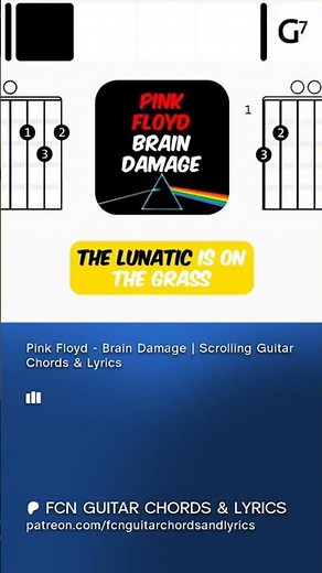 Pink Floyd - Brain Damage | Scrolling Guitar Chords & Lyrics preview #pinkfloyd #davidgilmour #cover