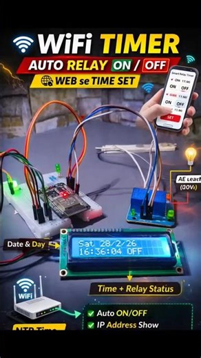 WiFi Se Time Set Karo Aur Relay Automatic ON/OFF 🔥 ESP32 Project#Electricalproject#Arduinoproject