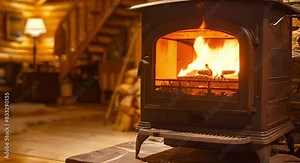Operating a Wood Pellet Stove. Concept Wood Pellet Stove Maintenance, Efficient Heating, Safety Precautions, Cleaning Tips, Troubleshooting Common Issues Stock Video