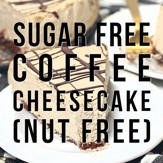 This Sugar Free Coffee Low Carb Cheesecake recipe is gluten free and nut free. It’s an easy keto cheesecake recipe and sugar free even with the chocolate crust and chocolate syrup on top! It is one of the best low-carb desserts for special occasions! | SugarFreeMom.com