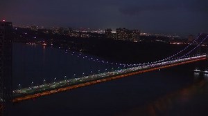 Aerial shot of George Washington bridge at night