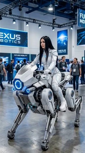 Futuristic Robot Bike Comes to Life! Woman Rides a Walking Machine at Tech Expo