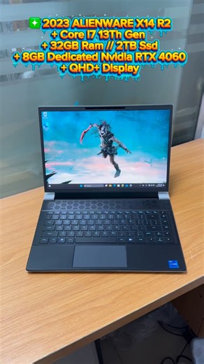 Akkytek Dynamic System LTD on Instagram: "❇️ STILL THE MOST PORTABLE GAMING LAPTOP WITH 100% STEEZE ❇️ Super Sleek and Light Gaming Laptop 🤩❇️ 8GB Dedicated RTX 4060 💪 ❇️ 32GB Ram // 2TB Ssd ✴️ # 2,700,000 ❇️ 2023 ALIENWARE X14 R2 + Core i7 13Th Gen + 32GB Ram DDR5 + 2TB Ssd + 8GB Dedicated Nvidia RTX 4060 + QHD+ Display + RGB Keyboard + 165Hz Refresh Rate + Super clear 1080p Camera + Super Sleek 😌 + Charger ✴️ # 2,700,000 ❇️ Kindly call or WhatsApp 07062130734 to Purchase or Send a DM ✴️ War