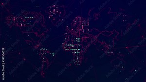 Abstract background with beautiful dark world map network. Line network dark world map with dotted pattern for business theme, technology or cyber concept.
