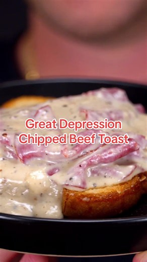 Making meals from the Great Depression: Creamed Chipped Beef Toast | great desperation food
