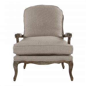Lazzara Paighton Beige Textured Upholstery Solid Wood Weathered Gray Finish Accent Chair 1234-1