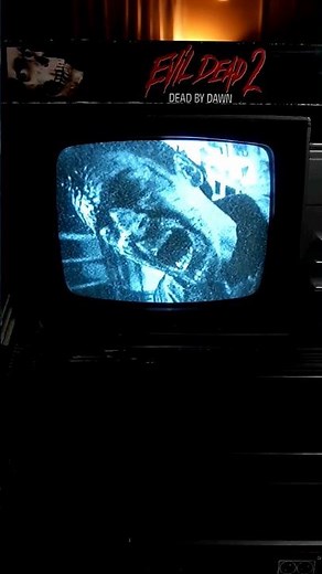 Evil Dead 2 on a old black & white portable TV. #horrorstory #horror #vhs