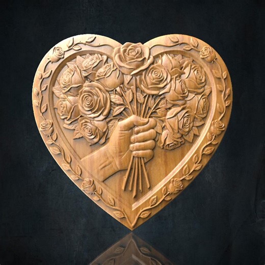 Heart and Roses Cnc STL Files for CNC Router, Fish Bas Relief Wall Panel - Etsy Australia
