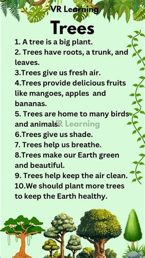 Easy and simple 10 lines on Tree 🌴 | Reading skill for kids #shorts #butterfly #reading #essay