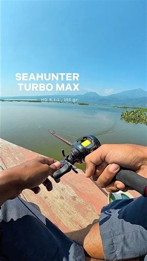Brass gear, 8:1 ratio, solid performance! Seahunter Turbo Max baitcasting reel.