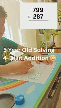 5 Year Old Solving 4 Digit Addition with Carry Forward 🤯