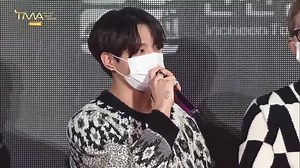 BTS at the 2021 TMA | Red Carpet the boys all introduced themselves and then Taehyung... Taehyung: im V who wants to see ARMYs! MC: your new collab with Coldplay is such a big achievement. im listening to it a lot! how do you feel? Jimin: i feel like youre giving us so much attention and were thankful and it was a great honor to work on this song! Seokjin: we seem like theres nothing coming out but were working a lot without you knowing and filming a lot of things! Yoongi: its very.. a song weve