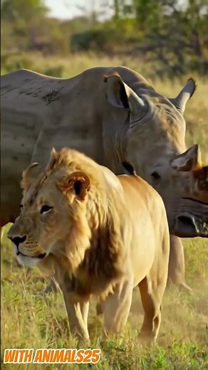 Rhino vs Lion – Clash of Strength and Power in the Savannah #wildlife