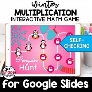 Winter Themed Math Game Multiplication Digital Math Game for Google Slides ™