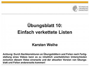 Übungsblatt 10 Einfach verkettete Listen