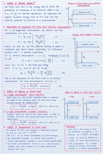 Fermi Level: Derivation and Effect of Doping & Temperature #crazyphysics #chemistry #mscphysics