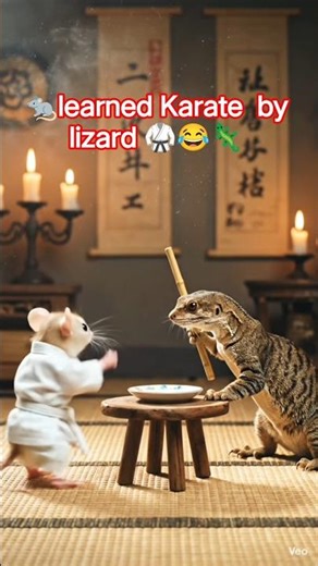 Mouse Learned Karate From Lizard 🐭🥋 Unexpected Fight!#cute #viral #animals #funniestvideo #rat #cat