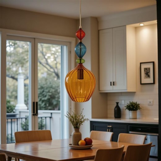 Multicolor Large Ribbed Glass Pendant Lighting Hand Blown: Handmade Modern Ceiling Lamp Fixture Customizable Chandelier Lighting - Etsy Canada