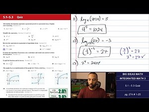 Big Ideas Math [IM3]: 5.1 - 5.3 Quiz (Review & Problem Set)