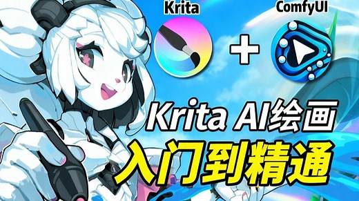 【Krita教程】满血整合包！实时AI绘画！comfyui任意工作流无缝对接使用，还不快来试试！Krita教程&附整合包