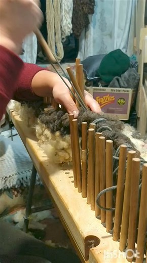 Weaving rug from sheep fleeces. I thought I'd have finished it by now but not yet #weaving #wool #sheep #art #craft #creative #diy #weaving #yarn #crochet #farm #farming #countrylife | Welsh cottage by Zina