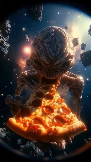400 light-years for one slice of pizza?! 🍕 #AlienEatingPizza #宇宙人 #FunnyAlien #ピザ #surreal