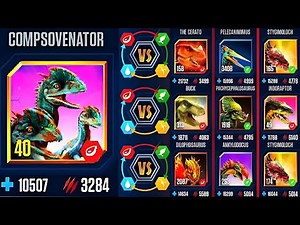 DINO PRESERVATION COMPSOVENATOR VS THE CERATO & DILOPHOSAURUS VS BUCK | JURASSIC WORLD THE GAME