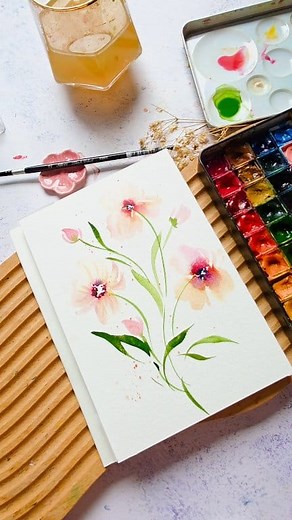 Simple watercolor florals using dots🥰 | Joly Poa Watercolorist