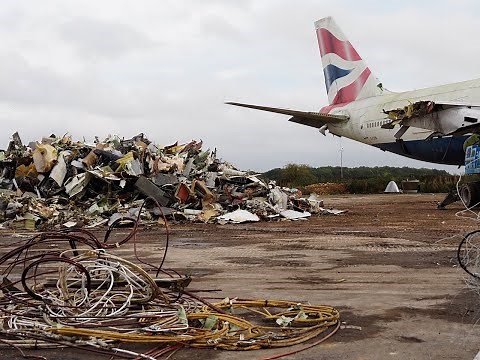 Boeing 747 Queen of The Skies. Airplane Salvage and recycling at Kemble. Scrap yard. Recycling.