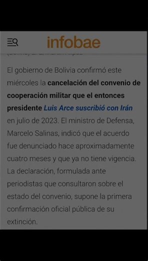 COOPERACIÓN MILITAR CON IRÁN FIRMADO POR EL GOBIERNO DE ARCE: Bolivia canceló el convenio de coop