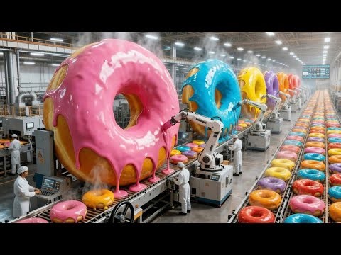 Inside the Donut Factory:How Soft,Golden Donuts Are Mass-Produced from Scratch (Full Process)