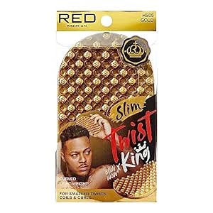 Red by Kiss Bow Wow X Twist King Luxury Twist Styler Washable and Durable Twist Brush for Afro Curl- Slim and Dense (Gold)