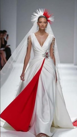 Elegant Wedding Dress with Red Decorations Stunning Bridal Style