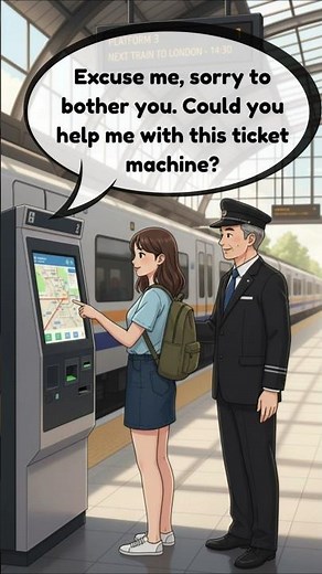 Using a Ticket Machine at the Train Station– Easy English Conversation for Beginners | Learn English