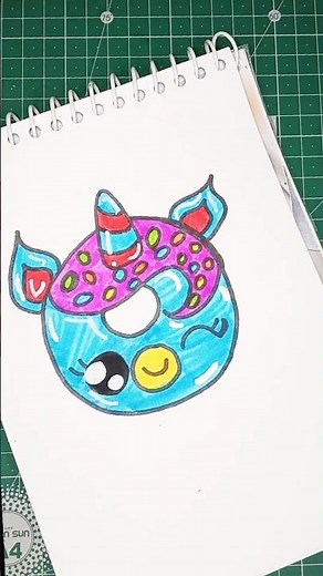 cute easy donut 🍩 cartoon drawing. #shortsfeed