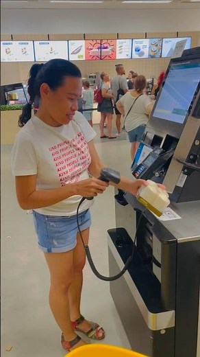 IKEA self-checkout systems easy scan and pay for items without the assistance of a cashier #ikea