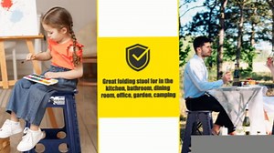 Delxo 17.5 Inch Folding Step Stool,Foldable Stool for Adults with Safety Lock,Portable Collapsible Plastic Step Stool,Non Slip Folding Stools for Kitchen Bathroom Bedroom Up to 400LBS,(Black 1PC)