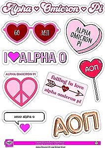 Alpha Omicron Pi - Sticker Sheet - Love Theme