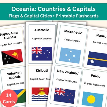 Oceania Countries & Capitals Flashcards | Flags of Australia & Pacific Islands