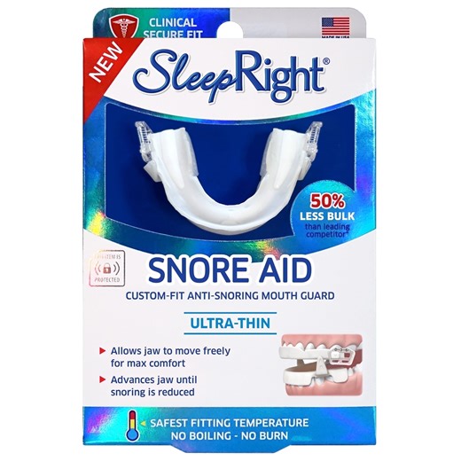 SleepRight Snore Aid – Mouthguard, FDA-Approved for Snoring, Includes Top & Bottom Trays & Case, 1 Count