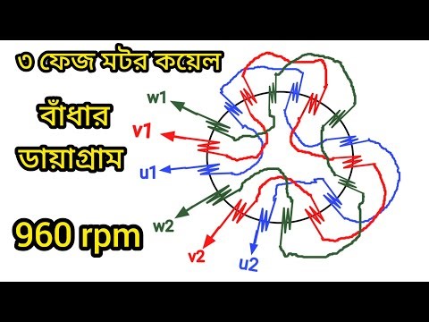 960 RPM 3 phase motor winding connection diagram | star delta connection