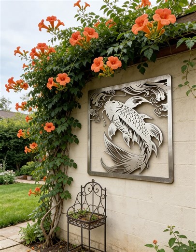 Sliver Big Beautiful Fish, Huge Fish Metal Decor, Morden Fish Metal Art, Yard Metal Wall Hanging - Etsy