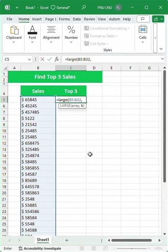 How to Find Top 3 in Excel